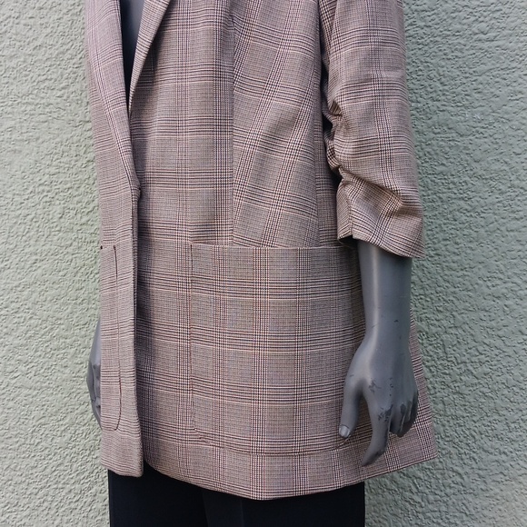 CALVIN KLEIN LADIES (1) BUTTON MULTI-COLOR HOUNDSTOOTH LUXURY BLAZER - Picture 10 of 17